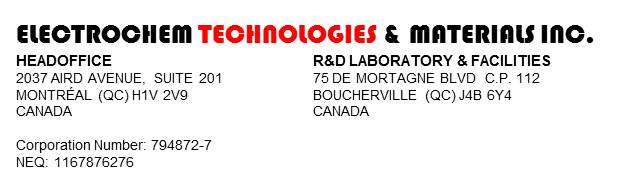 ELECTROCHEM TECHNOLOGIES & MATERIALS INC.