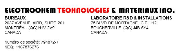 ELECTROCHEM TECHNOLOGIES & MATERIALS INC.